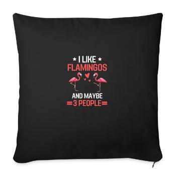 Oiseau exotique Animal Drôle de cadeau Flamant rose - Housse de coussin décorative 45 x 45 cm - noir - Devant