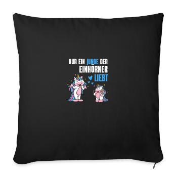 Fantasy Tierliebhaber Jungen Geschenk Einhorn - Sofakissenbezug 45 x 45 cm - Schwarz - Vorne