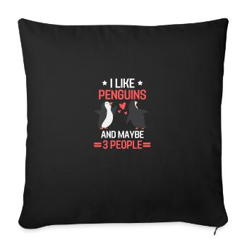 Zoo animal antarctique cadeau d’oiseau drôle de pingouin - Housse de coussin décorative 45 x 45 cm - noir - Devant