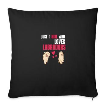 Labrador Fille Chiens de compagnie Cadeau Labrador - Housse de coussin décorative 45 x 45 cm - noir - Devant