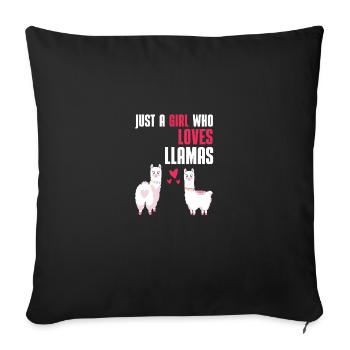 Alpaga Girl Gift Zoo Animal Llama - Housse de coussin décorative 45 x 45 cm - noir - Devant