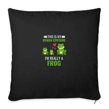 Frog Costume Party Toad Animal Gift Frog - Sofa pillowcase 17,3'' x 17,3'' (45 x 45 cm) - black - Front