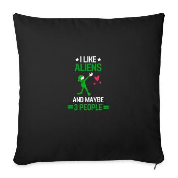 Alien Spaceship Funny Gift Alien - Sofa pillowcase 17,3'' x 17,3'' (45 x 45 cm) - black - Front