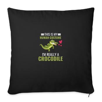 Crocodile Costume Party Reptiles Cadeau Crocodile - Housse de coussin décorative 45 x 45 cm - noir - Devant