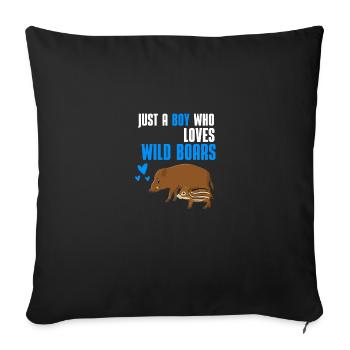 Wild Boar Young Forest Animal Gift Wild Boar - Sofa pillowcase 17,3'' x 17,3'' (45 x 45 cm) - black - Front