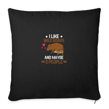 Forest Animal Lovers Gift Funny Wild Boar - Housse de coussin décorative 45 x 45 cm - noir - Devant