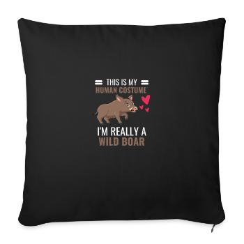 Wild Boar Costume Party Gift Wild Boar - Sofa pillowcase 17,3'' x 17,3'' (45 x 45 cm) - black - Front