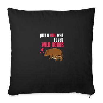 Wild Boar Girl Forest Animal Gift Wild Boar - Sofa pillowcase 17,3'' x 17,3'' (45 x 45 cm) - black - Front