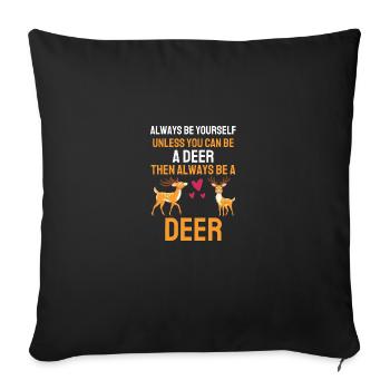 Forest Dwellers Red Deer Gift Funny Deer - Sofa pillowcase 17,3'' x 17,3'' (45 x 45 cm) - black - Front