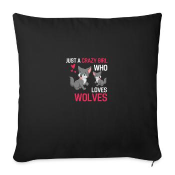 Predator Wolves Girl Forest Animal Gift Wolf - Sofa pillowcase 17,3'' x 17,3'' (45 x 45 cm) - black - Front