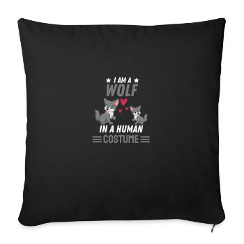 Predator Wolf Costume Party Forest Animal Gift Wolf - Sofa pillowcase 17,3'' x 17,3'' (45 x 45 cm) - black - Front