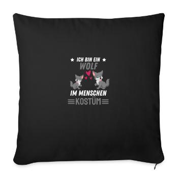 Waldbewohner Wald Tier Lustiges Geschenk Wolf - Sofakissenbezug 45 x 45 cm - Schwarz - Vorne