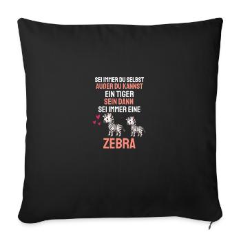 Zebra Tierliebhaber Zoo Tier Geschenk Zebra - Sofakissenbezug 45 x 45 cm - Schwarz - Vorne