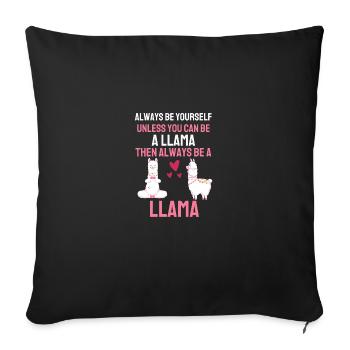 Animal Lovers Zoo Animal Gift Funny Llama - Sofa pillowcase 17,3'' x 17,3'' (45 x 45 cm) - black - Front