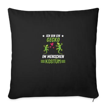 Echsen Kostüm Party Tier Geschenk Lustiges Gecko - Sofakissenbezug 45 x 45 cm - Schwarz - Vorne