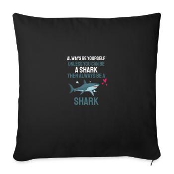 Lustiges Geschenk Raubtier Ozean Tier Hai - Sofakissenbezug 45 x 45 cm - Schwarz - Vorne