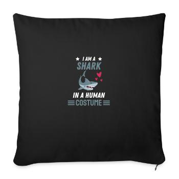 Ocean Animal Shark Costume Cadeau Drôle de Requin - Housse de coussin décorative 45 x 45 cm - noir - Devant