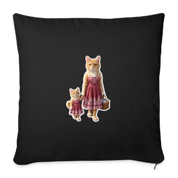 Ginger Cat Mom & Kitten Matching Dress | Whimsical - Housse de coussin décorative 45 x 45 cm - noir - Devant