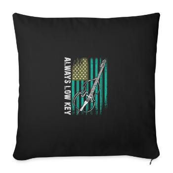 Plus de contrebasse basse avec drapeau américain - Housse de coussin décorative 45 x 45 cm - noir - Devant