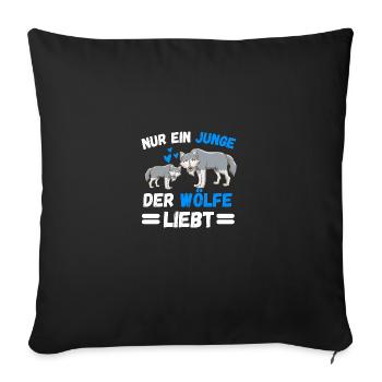 Waldbewohner Jungs Wald Tier Geschenk Wolf - Sofakissenbezug 45 x 45 cm - Schwarz - Vorne