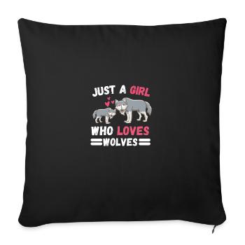 Predator Forest Animal Lovers Girl Gift Wolf - Sofa pillowcase 17,3'' x 17,3'' (45 x 45 cm) - black - Front