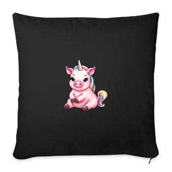 Cute Unicorn Pig Fusion - Creative Design - Sofa pillowcase 17,3'' x 17,3'' (45 x 45 cm) - black - Front