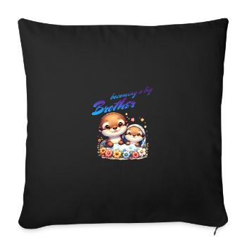 Soon I'll be a Big Brother Sweet Otter Brother - Sofa pillowcase 17,3'' x 17,3'' (45 x 45 cm) - black - Front