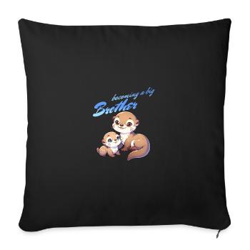 Soon I'll be a Big Brother Sweet Otter Brother - Sofa pillowcase 17,3'' x 17,3'' (45 x 45 cm) - black - Front