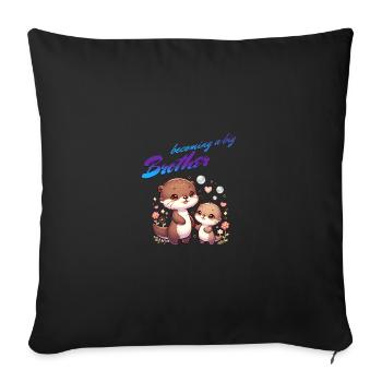 Soon I'll be a Big Brother Sweet Otter Brother - Sofa pillowcase 17,3'' x 17,3'' (45 x 45 cm) - black - Front