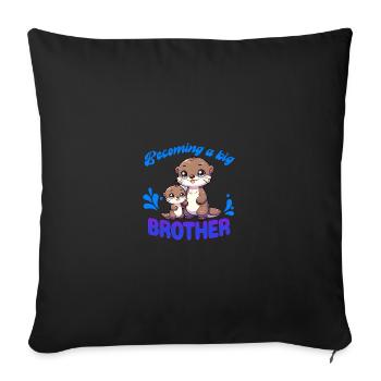 Soon I'll be a Big Brother Sweet Otter Brother - Sofa pillowcase 17,3'' x 17,3'' (45 x 45 cm) - black - Front
