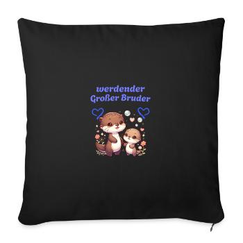 werdender Großer Bruder - Sofakissenbezug 45 x 45 cm - Schwarz - Vorne