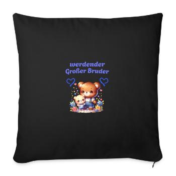 werdender Großer Bruder - Sofakissenbezug 45 x 45 cm - Schwarz - Vorne