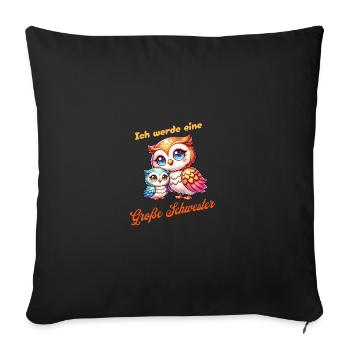 Ich werde eine große Schwester - Sofakissenbezug 45 x 45 cm - Schwarz - Vorne