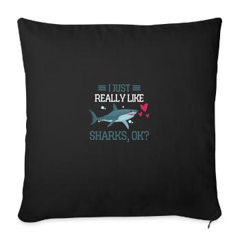 Predator Ocean Animal Gift Funny Shark - Sofa pillowcase 17,3'' x 17,3'' (45 x 45 cm) - black - Front