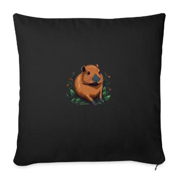 Capybara Amoureux Cadeau Sucré Capybara - Housse de coussin décorative 45 x 45 cm - noir - Devant