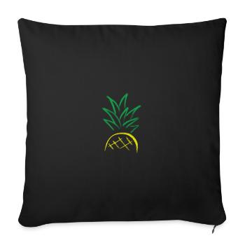 Croquis d’ananas – Graphique de fruits frais - Housse de coussin décorative 45 x 45 cm - noir - Devant