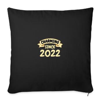 1st Birthday Gift Charming since 2022 - Sofa pillowcase 17,3'' x 17,3'' (45 x 45 cm) - black - Front