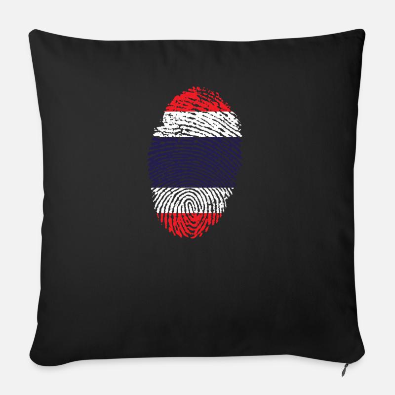 Empreintes digitales - Thaïlande - Housse de coussin décorative 45 x 45 cm - noir