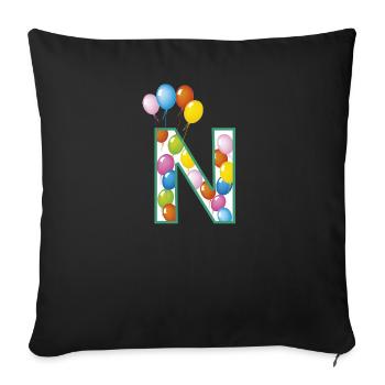 lettre N ballons - Housse de coussin décorative 45 x 45 cm - noir - Devant