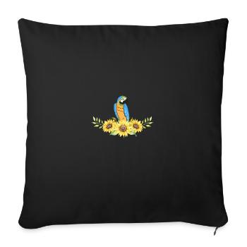 Exotic Animal Bird Gift Sunflower Parrot - Sofa pillowcase 17,3'' x 17,3'' (45 x 45 cm) - black - Front