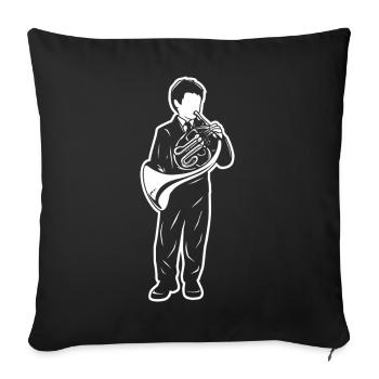 Cor français garçon dessin - Housse de coussin décorative 45 x 45 cm - noir - Devant