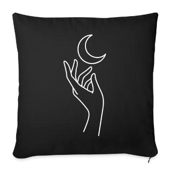 Hand with Moon Sketch – Mystical Motif - Sofa pillowcase 17,3'' x 17,3'' (45 x 45 cm) - black - Front