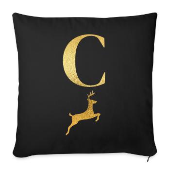 Letter c golden deer - gift idea - Sofa pillowcase 17,3'' x 17,3'' (45 x 45 cm) - black - Front