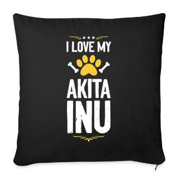 L’amour pour mon Akita Inu - Housse de coussin décorative 45 x 45 cm - noir - Devant