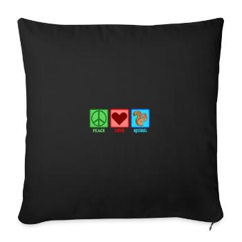 Eichhörnchen Squirrel - Peace Love - Sofakissenbezug 45 x 45 cm - Schwarz - Vorne