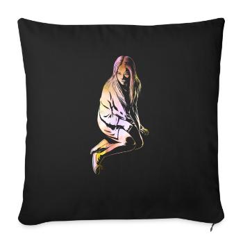 Fire Girl - Sofa pillowcase 17,3'' x 17,3'' (45 x 45 cm) - black - Front