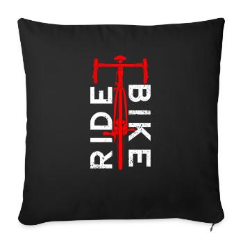 ride bike typography and red road bike grunge - Sofa pillowcase 17,3'' x 17,3'' (45 x 45 cm) - black - Front