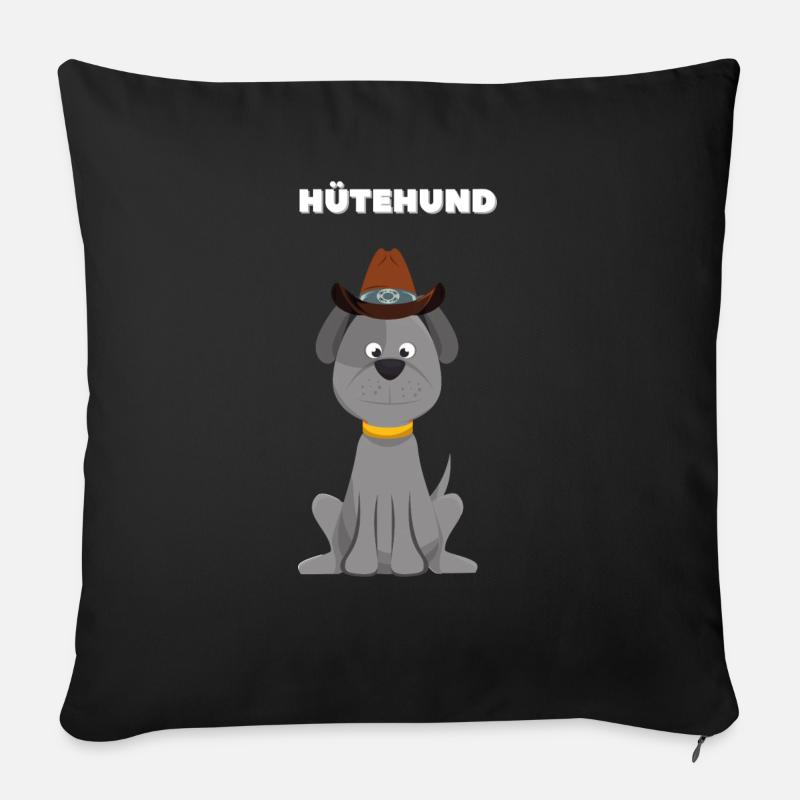 Hund mit Hut Hütehund - Sofakissenbezug 45 x 45 cm - Schwarz
