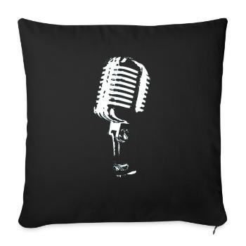 microphone black and white music - Sofa pillowcase 17,3'' x 17,3'' (45 x 45 cm) - black - Front