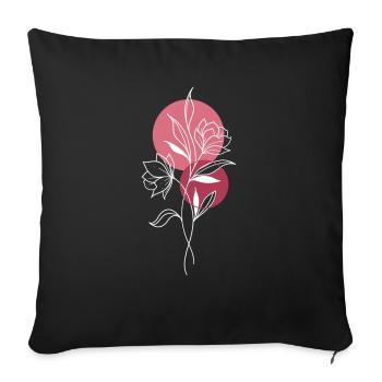 Blumen grafisch - Sofakissenbezug 45 x 45 cm - Schwarz - Vorne